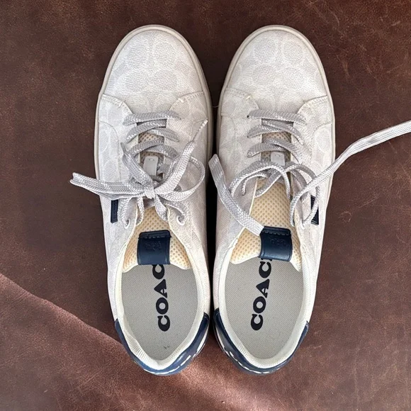 Coach Cream and Navy Sneakers - Picture 3 of 8